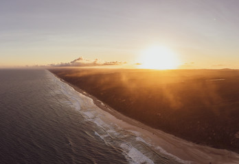 Super resolution stitched panorama - High angle aerial drone view of famous Seventy Five Mile Beach...