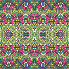 Abstract festive colorful floral vector ethnic tribal pattern