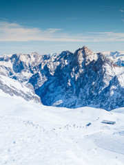 Ski slop with ski cake at Zugspitze, Germany