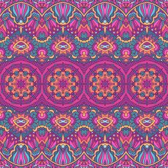 Vector seamless pattern ethnic tribal geometric psychedelic colorful print