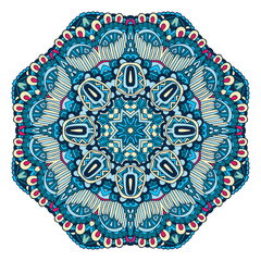 Festival art vector winter snowflake mandala. Ethnic geometric print.