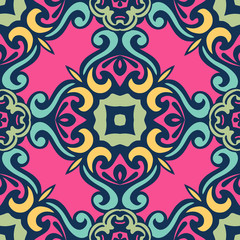 Vector pattern floral geometric seamless vintage medallion mandala ornamental pattern