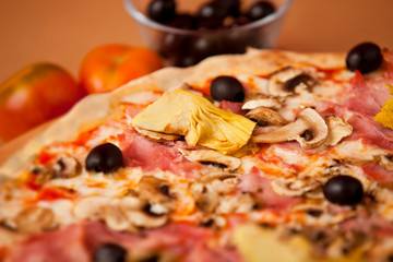 Pizza with black olives