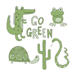 Savannah animals. Go green