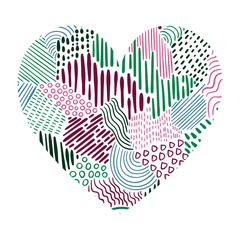 Vector Heart with Flowers and Leaves.