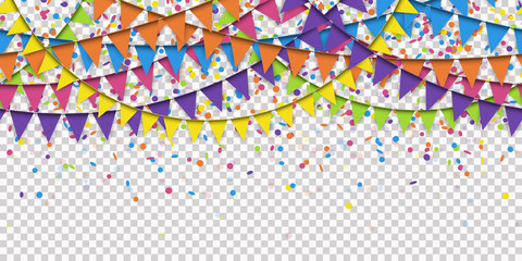 seamless colored confetti and garlands background