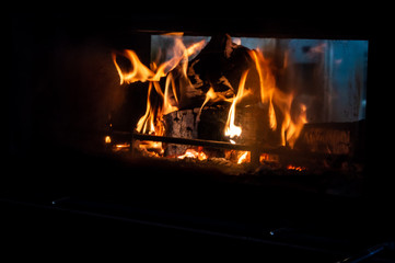 fire in fireplace