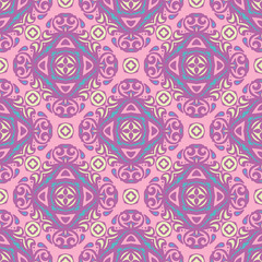 Tiled ethnic pattern for fabric. Abstract geometric mosaic vintage seamless pattern ornamental.