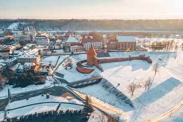 Kaunas old town in the winter evening