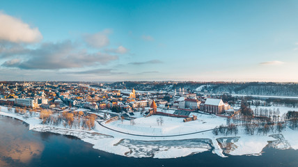 Kaunas old town in the winter evening