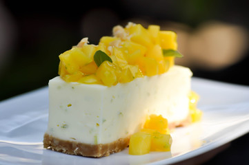 mango cheese cake , mango cheese pie