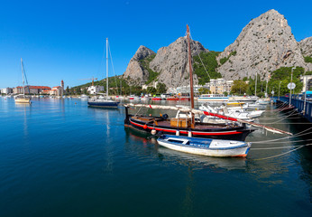 Fototapeta na wymiar Omis. Old fishing harbor on a sunny day.