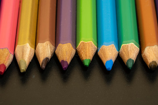 Set Of Colored Pencils Close Up