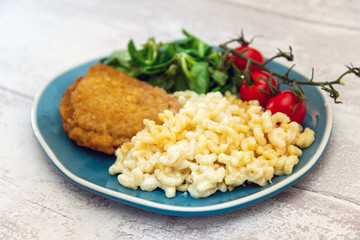 Cordon Bleu macaroni Pasta with salad
