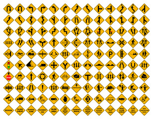 Warning Traffic Sign Set, Vector Illustration, Isolated On White Background Label .EPS10
