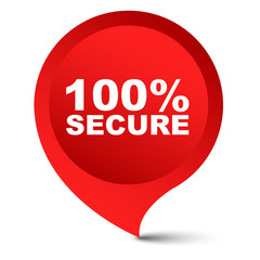 red vector banner 100% secure