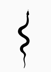 Black silhouette snake. Isolated symbol or icon snake on white background. Abstract sign snake. Vector illustration - 318596635