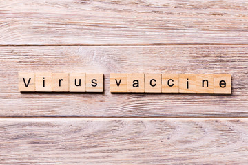 virus vaccine word written on wood block. virus vaccine text on wooden table for your desing,...