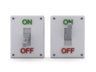 3D Rendering of two ON OFF switches