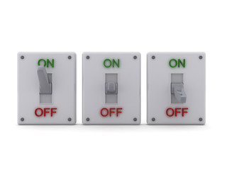 Three 3D On off switches