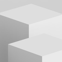 Fototapeta premium 3d gray white cube and box podium .. minimal scene studio background. Abstract 3d geometric shape object illustration render. Display for online business product.