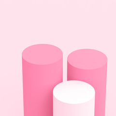 3d pink rose cylinder podium minimal studio background. Abstract 3d geometric shape object illustration render. Display for cosmetic perfume fashion product.