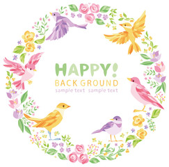 小鳥　花　フレーム