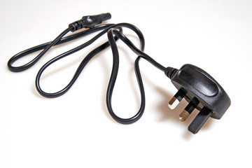 Power Cable UK Mains Fused Plug on white background