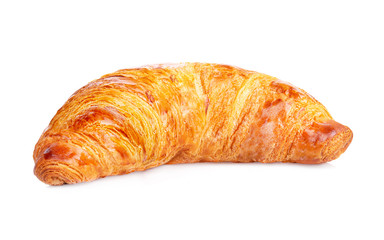 freshly baked croissant isolated on white background