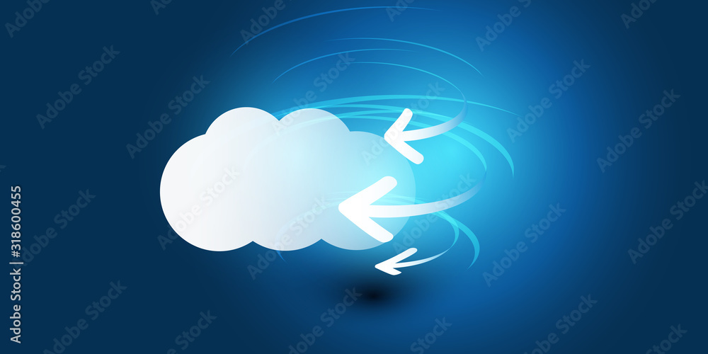 Poster cloud computing design concept - digital connections, technology background with arrows and geometri