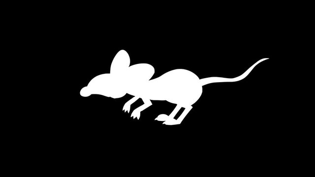 Looped animation of a running rat silhouette.  29.97 fps