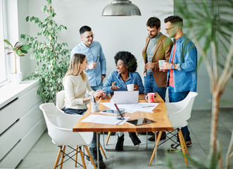 succesful business casual modern smiling teamwork office colleague