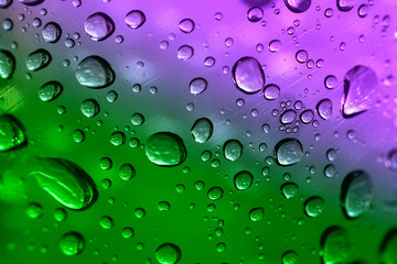 water drops on green background