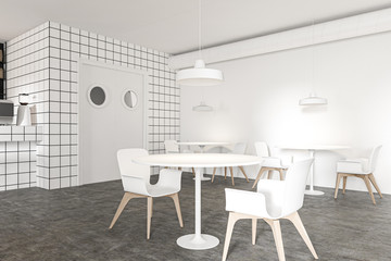 Comfortable restaurant corner with round tables