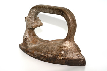 Old Soviet flat-iron made from cast iron close up