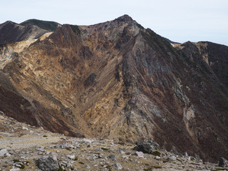 晩秋の那須岳（茶臼岳、朝日岳、三本槍岳）の登山道