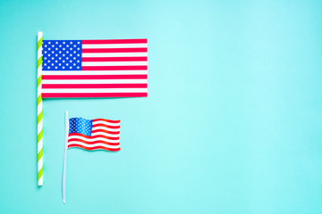 Concept of president day, American flag with copy space frame 