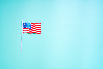 Concept of president day, American flag with copy space frame 