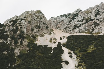 Alps mountains tranquil summer view from Julian Alps, Slovenia.