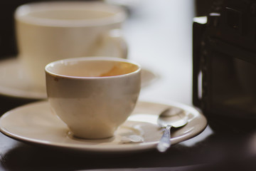 Emtry coffee cup at coffee shop.