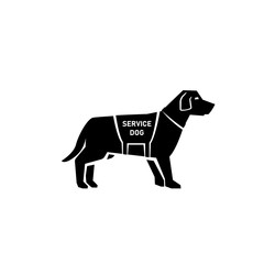 Service dog silhouette icon. Clipart image isolated on white background