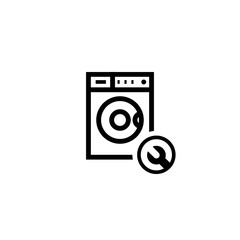 Broken washing machine outline icon. Clipart image isolated on white background