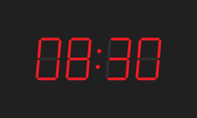 Digital closeup clock displaying 8:30