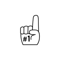 Foam finger number 1 outline icon. Clipart image isolated on white background