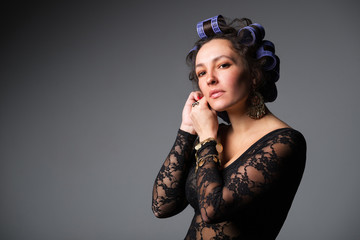 Portrait of charming and young pretty woman