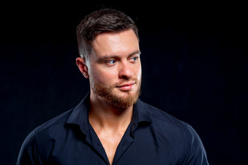 Obraz premium Portrait of elegant young man. Sexy young guy with modern hairstyle.