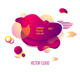 Template of flyer or banner with abstract futuristic cloud  or liquid  spot or splash  in red for advertising different things or for attention to information 