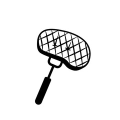 Grill meat on fork black icon. Clipart image isolated on white background