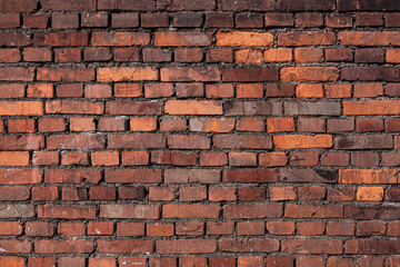 Background or Brickwork Texture Of Old Vintage Dirty Brown And Red Brick Wall, Texture. Shabby Building Facade.