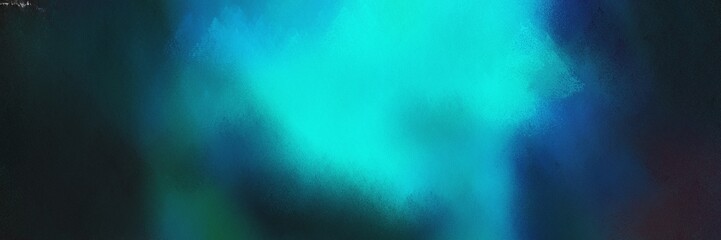 colorful vibrant old horizontal background texture with very dark blue, dark turquoise and dark cyan color